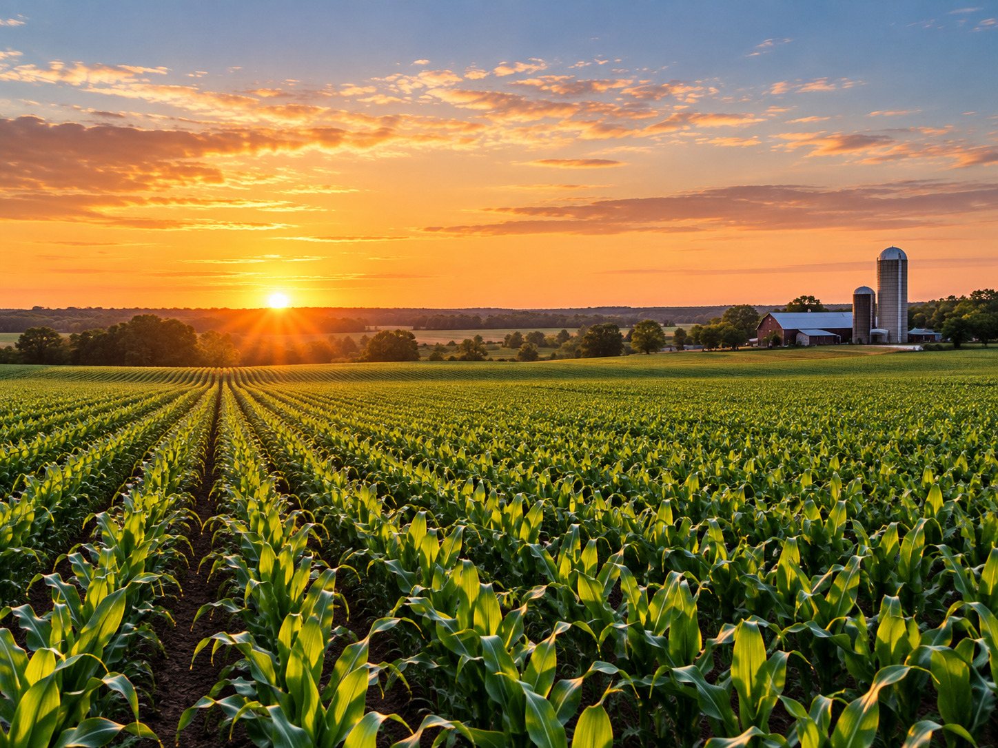 Ontario agricultural field with crop rows