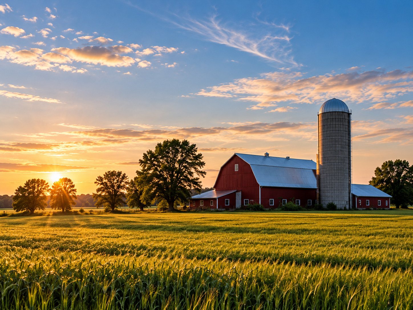 Rural barn and hay field
